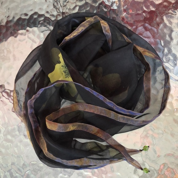 VTG Tyed Thru Tyme Oblong Diamond Shape Scarf 100% silk - Picture 2 of 7